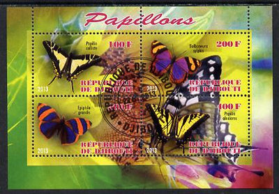 Djibouti 2013 Butterflies #5 perf sheetlet containing 4 values fine cto used