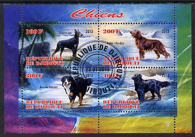 Djibouti 2013 Dogs #3 perf sheetlet containing 4 values fine cto used