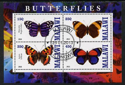 Malawi 2013 Butterflies perf sheetlet containing 4 values fine cto used