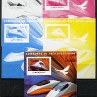 Guinea - Bissau 2012 High Speed Trains - Sapsan souvenir sheet - the set of 5 imperf progressive proofs comprising the 4 individual colours plus all 4-colour composite, unmounted mint
