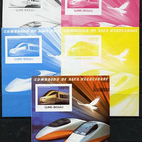 Guinea - Bissau 2012 High Speed Trains - Gautrain Electrostar souvenir sheet - the set of 5 imperf progressive proofs comprising the 4 individual colours plus all 4-colour composite, unmounted mint