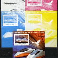 Guinea - Bissau 2012 High Speed Trains - Acela Express souvenir sheet - the set of 5 imperf progressive proofs comprising the 4 individual colours plus all 4-colour composite, unmounted mint