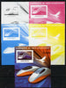 Guinea - Bissau 2012 High Speed Trains - TGV Duplex souvenir sheet - the set of 5 imperf progressive proofs comprising the 4 individual colours plus all 4-colour composite, unmounted mint