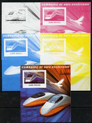 Guinea - Bissau 2012 High Speed Trains - TGV Duplex souvenir sheet - the set of 5 imperf progressive proofs comprising the 4 individual colours plus all 4-colour composite, unmounted mint