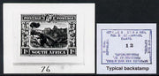 South Africa 1922 KG5 Pictorial issue B&W photograph of original essay for Dog's Head Mount denominated 1s approximately twice stamp-size. Official photograph from the original artwork held by the Government Printer in Pretoria wi……Details Below