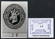 South Africa 1923 KG5 Registration issue B&W photograph of original Springbok essay denominated 1.5d approximately twice stamp-size. Official photograph from the original artwork held by the Government Printer in Pretoria with aut……Details Below