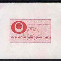 Brazil - 1967 (?) Die proof for International Coffee Organisation label in red (mounted on corners and extracted from Bradbury Wilkinson record books)