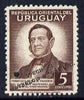 Uruguay 1942 Death Anniversary of Francisco Acuna (writer) 5c Printer's sample in brown (issued stamp was carmine-rose) overprinted Waterlow & Sons SPECIMEN with security punch hole without gum, as SG 865