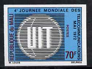 Mali 1972 World Telecommunications Day imperf from limited printing, as SG 324