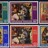 Togo 1968 Christmas - Paintings imperf set of 6 from from limited printing unmounted mint, as SG 621-26*