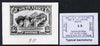 South Africa 1926-27 issue B&W photograph of original 5s essay inscribed in English, approximately twice stamp-size. Official photograph from the original artwork held by the Government Printer in Pretoria with authority handstamp……Details Below