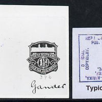 South Africa 1926-27 issue B&W photograph of original 1.5d embossed essays inscribed bi-lingually. Official photograph from the original artwork held by the Government Printer in Pretoria with authority handstamp on the back, one of only 30 produced.