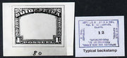 South Africa 1926-27 issue B&W photograph of essay for 1s frame inscribed in Afrikaans, approximately twice stamp-size. Official photograph from the original artwork held by the Government Printer in Pretoria with authority handst……Details Below