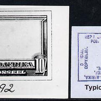 South Africa 1926-27 issue B&W photograph of essay for 10s frame inscribed in Afrikaans, approximately twice stamp-size. Official photograph from the original artwork held by the Government Printer in Pretoria with authority hands……Details Below