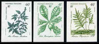French Polynesia 1986 Medicinal Plants #1 imperf set of 3 from limited printing unmounted mint, as SG 492-94*