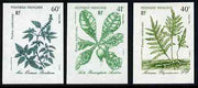 French Polynesia 1986 Medicinal Plants #1 imperf set of 3 from limited printing unmounted mint, as SG 492-94*