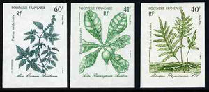 French Polynesia 1986 Medicinal Plants #1 imperf set of 3 from limited printing unmounted mint, as SG 492-94*