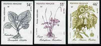 French Polynesia 1987 Medicinal Plants #2 imperf set of 3 from limited printing, unmounted mint as SG 514-16*