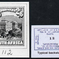 South Africa 1926-27 issue B&W photograph of original 2s6d pictorial essay inscribed in English, approximately twice stamp-size. Official photograph from the original artwork held by the Government Printer in Pretoria with authori……Details Below