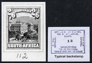 South Africa 1926-27 issue B&W photograph of original 2s6d pictorial essay inscribed in English, approximately twice stamp-size. Official photograph from the original artwork held by the Government Printer in Pretoria with authori……Details Below
