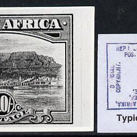 South Africa 1926-27 issue B&W photograph of original 10s pictorial essay inscribed in English, approximately twice stamp-size. Official photograph from the original artwork held by the Government Printer in Pretoria with authorit……Details Below