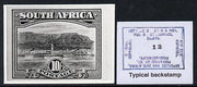 South Africa 1926-27 issue B&W photograph of original 10s pictorial essay inscribed in English, approximately twice stamp-size. Official photograph from the original artwork held by the Government Printer in Pretoria with authorit……Details Below