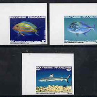 French Polynesia 1983 Fishes #4 imperf set of 3 from limited printing, unmounted mint as SG 386-88*