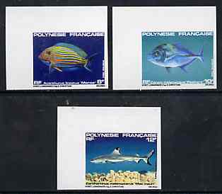 French Polynesia 1983 Fishes #4 imperf set of 3 from limited printing, unmounted mint as SG 386-88*