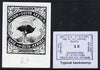 South Africa 1926-27 issue Perkins Bacon B&W photograph of original 4d Ostrich essay inscribed bi-lingually approximately twice stamp-size. Official photograph from the original artwork held by the Government Printer in Pretoria w……Details Below