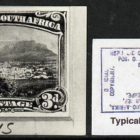 South Africa 1926-27 issue Public Works Dept B&W photograph of original 3d Pictorial essay inscribed in English, approximately twice stamp-size. Official photograph from the original artwork held by the Government Printer in Preto……Details Below