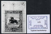 South Africa 1926-27 issue Public Works Dept B&W photograph of original 4d Wildebeest essay inscribed in English, approximately twice stamp-size. Official photograph from the original artwork held by the Government Printer in Pret……Details Below