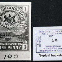 Cape of Good Hope 1900 Table Mountain B&W photograph of original 1d design approximately twice stamp-size slightly different to issued stamp. Official photograph from the original artwork held by the Government Printer in Pretoria……Details Below