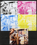 Djibouti 2007 Gandhi s/sheet #1 (horiz format) - the set of 5 imperf progressive proofs comprising the 4 individual colours plus all 4-colour composite, unmounted mint