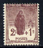 France 1917 War Orphan's Fund,2c + 1c brown-lake unmounted mint SG 450
