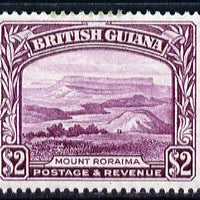 British Guiana 1938-52 KG6 Mount Roraima $2 purple P14x13 unmounted mint SG 318a