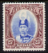 Malaya - Kedah 1937 Sultan 25c ultramarine & purple fine mounted mint SG 62