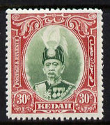 Malaya - Kedah 1937 Sultan 30c green & scarlet fine mounted mint SG 63