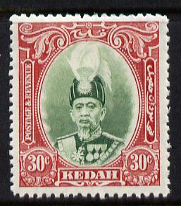 Malaya - Kedah 1937 Sultan 30c green & scarlet fine mounted mint SG 63