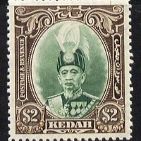 Malaya - Kedah 1937 Sultan $2 green & brown fine mounted mint SG 67