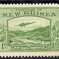 New Guinea 1939 Junkers G.31F over Bulolo Goldfields 1d green mounted mint SG 213