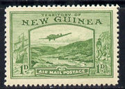 New Guinea 1939 Junkers G.31F over Bulolo Goldfields 1d green mounted mint SG 213