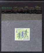 Lesotho 1980 Moscow Olympic games 25s (Football) perforated proof essay mounted on Walsall Security Proof card, rare