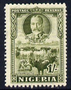 Nigeria 1936 KG5 Pictorial 1s sage-green mounted mint, SG 40