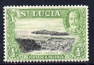 St Lucia 1936 KG5 Pictorial 1/2d black & green unmounted mint, SG 113