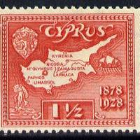 Cyprus 1928 KG5 50th Anniversary 1.5pi scarlet mounted mint SG125
