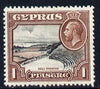 Cyprus 1934 KG5 Pictorial 1pi black & red-brown mounted mint SG 136