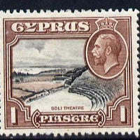 Cyprus 1934 KG5 Pictorial 1pi black & red-brown mounted mint SG 136