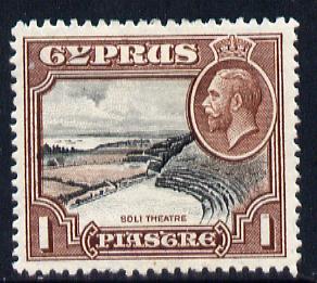 Cyprus 1934 KG5 Pictorial 1pi black & red-brown mounted mint SG 136