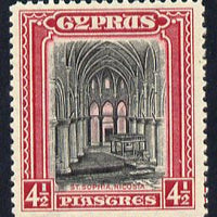 Cyprus 1934 KG5 Pictorial 4.5pi black & crimson mounted mint SG 139