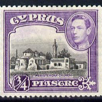 Cyprus 1938-51 KG6 Church of St Barnabas 3/4pi black & violet mounted mint, SG 153